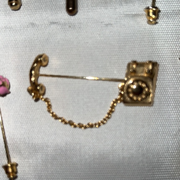 Avon Pin and 8 Stick Pins Lot Telephone Flower Lock Moon Butterfly Bird Stars - Picture 4 of 12